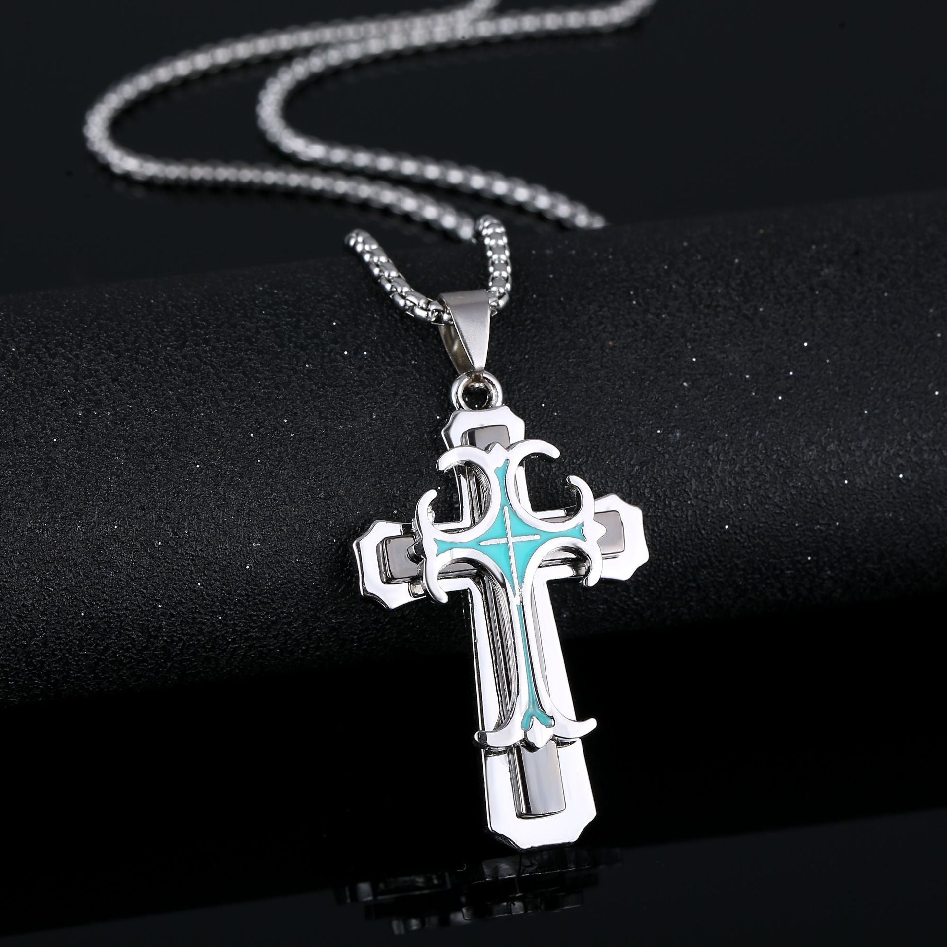 Wholesale  necklace men's Joker cross sweater chain net red new fashion accessories titanium steel necklace